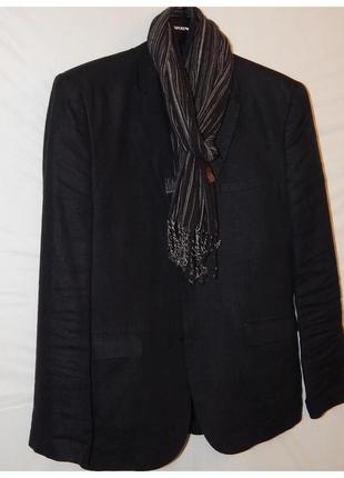 Льняной пиджак black h&m (швеция)+летний шарф4 фото
