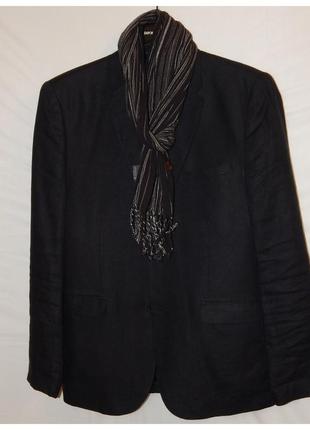 Льняной пиджак black h&m (швеция)+летний шарф5 фото
