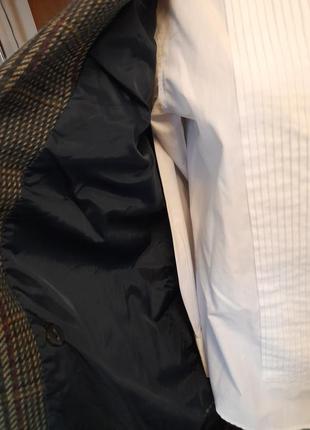 Двобортний вовняний жакет пиджак в клітинку хаки большой размер оверсайз  двубортный шерстяной6 фото