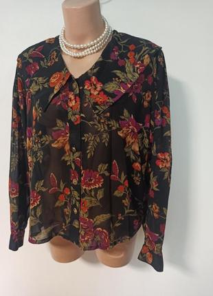 Блуза сорочка у квітковий принт вінтаж di tardo firenze англія4 фото
