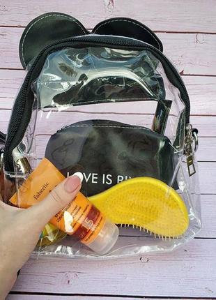 Модный прозрачный рюкзак в наличии с ушками микки мауса серый2 фото