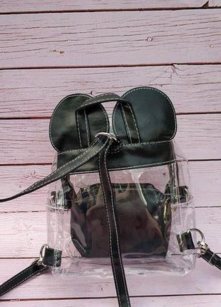 Модний прозорий рюкзак в наявності з вушками міккі мауса сірий8 фото