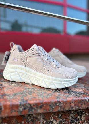 Гарнющі невагомі текстильні кросівки skechers /сша/ пастельного відтінка nude3 фото