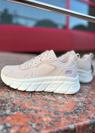 Гарнющі невагомі текстильні кросівки 149501-ntpr skechers /сша/ пастельного відтінка nude