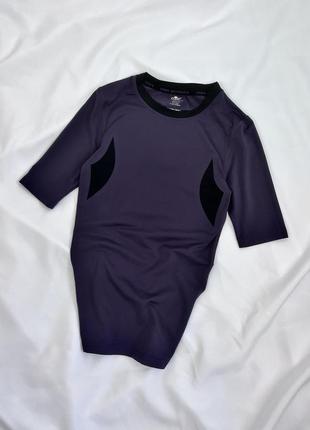 Crane черная фиолетовая спортивная компрессионная футболка для зала, фитнеса, бега нюанс1 фото