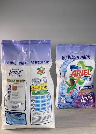 Порошок для стирки в пакете, универсальный ariel universal + lenor., 6 kg2 фото