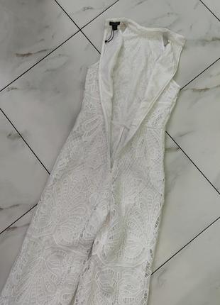 Женский белый ажурный брючный комбинезон boohoo s (40-42)9 фото