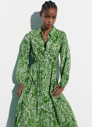 Zara 💛 -50% длинное платье коттон с пояском, s, m, l, xl