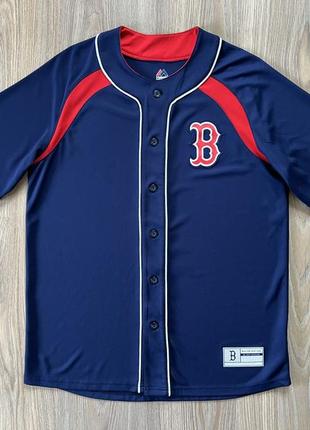 Мужская спортивная бейсбольная футболка джерси majestic red sox8 фото