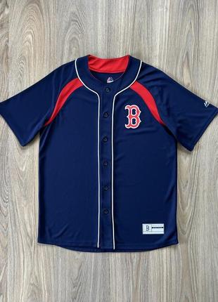 Мужская спортивная бейсбольная футболка джерси majestic red sox