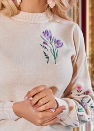 Красивый нежный женский свитер подснежники 3 цвета  hf-5040ан/hf-5038ан/hf-5036ан2 фото