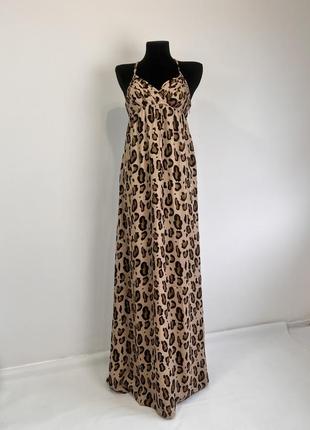 Armani exchange леопардовое макси платье с красивой спинкой, изящное длинное платье в пол