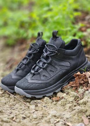 Тактичні чорні кросівки 39-45рр, натуральна шкіра, весна - літо, тактичне, військове взуття3 фото