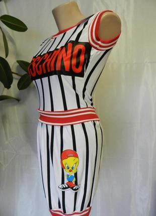 Крутий стильний костюм зі спідницею в смужку print disney мультяшний8 фото