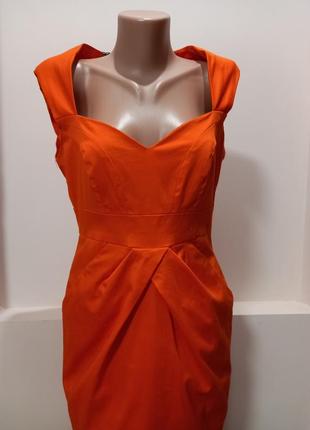 Котонова сукня плаття футляр оранжевого кольору3 фото