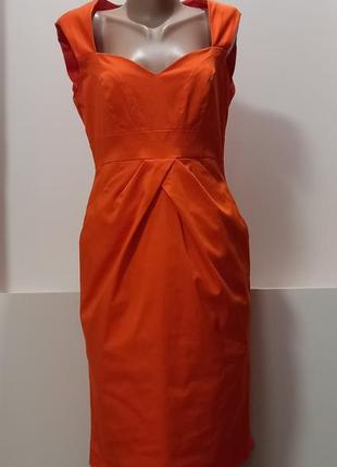 Котонова сукня плаття футляр оранжевого кольору2 фото