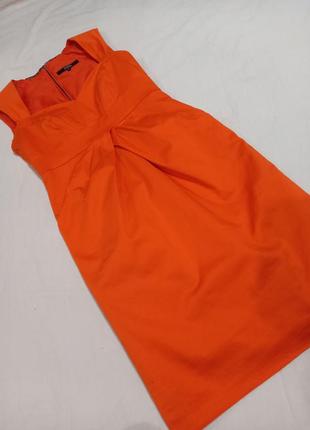 Котонова сукня плаття футляр оранжевого кольору7 фото
