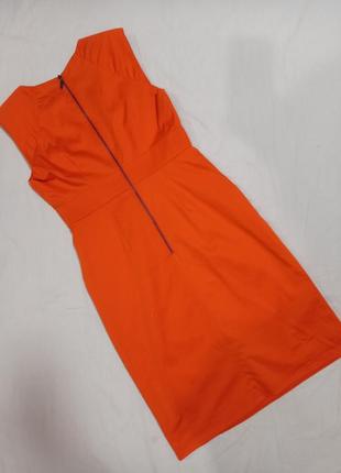Котонова сукня плаття футляр оранжевого кольору9 фото