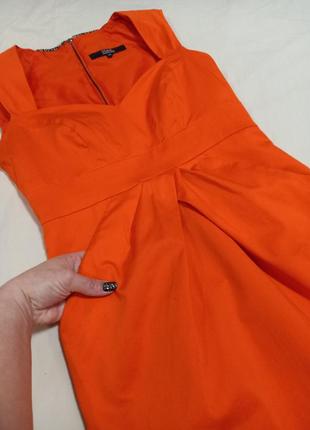 Котонова сукня плаття футляр оранжевого кольору6 фото