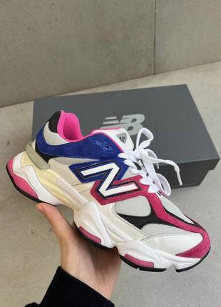 Нереальные женские кроссовки new balance 9060 white blue pink белые цветные