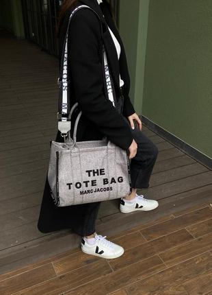 Сумка шоппер в стиле marc jacobs the large tote bag grey/black