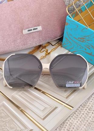 Гарні жіночі сонцезахисні окуляри leke polarized в молочній оправі