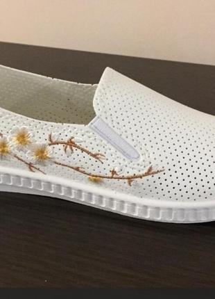 🔥стильные мокасины с вышивкой 💮сакура
