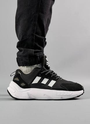 Мужские кроссовки adidas zx 22 boost black white / кроссовки мужское замшевое черно-белое адики/адидас2 фото
