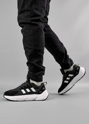 Мужские кроссовки adidas zx 22 boost black white / кроссовки мужское замшевое черно-белое адики/адидас