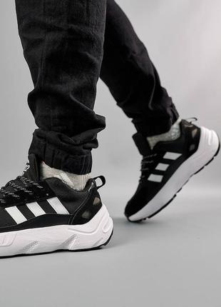 Мужские кроссовки adidas zx 22 boost black white / кроссовки мужское замшевое черно-белое адики/адидас4 фото