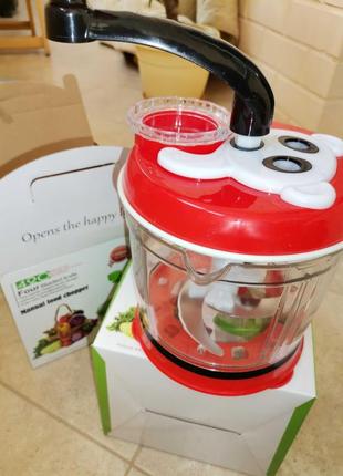 Измельчитель ручной manual food chopper 4 ножа 3 скорости + чеснокодавка5 фото