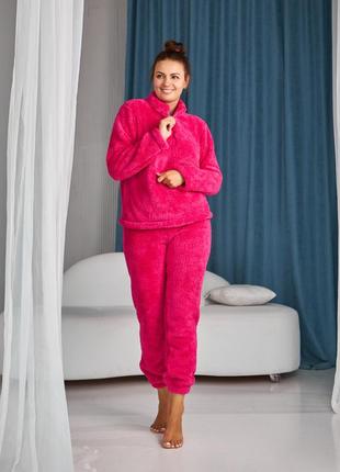 Розовая женская тёплая пижама 44,46,48,50,52,54,565 фото
