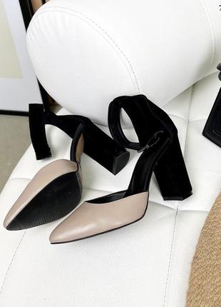 Туфлі - monic
на устойчивом каблуке, черный/беж, натуральная кожа/замша8 фото