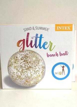 Intex надувной пляжный мяч "glitter" d = 51 см, с глиттером, от 3-х лет / мяч для игры на воде9 фото