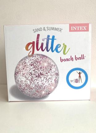 Intex надувной пляжный мяч "glitter" d = 51 см, с глиттером, от 3-х лет / мяч для игры на воде10 фото
