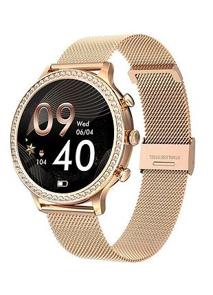 Женские сенсорные умные смарт часы smart watch fg50 золотистые. фитнес браслет трекер с тонометром