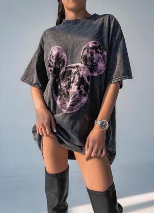 Женская хлопковая футболка оверсайз космическая серая5 фото