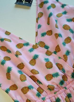 Летний розовый ромпер в ананасы комбинезон вискоза2 фото