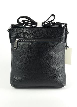 Мужская кожаная маленькая сумка через плечо, молодежная практичная черная кожаная мини сумочка3 фото