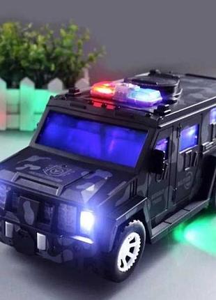 Детский сейф копилка военное авто с музыкой, может изменять движение