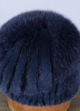 Женская меховая норковая шапка на вязаной основе5 фото