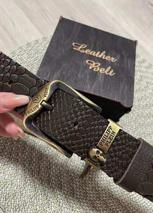 Ремень пояс мужской кожаный в стиле philipp plein /ремень пояс мужественный кожаный