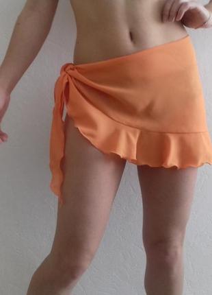 Шифоновая мини-юбочка на купальник цвета апельсин