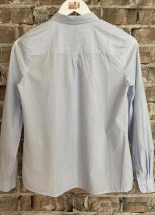 Рубашка в тонкую бело-голубую полоску от maison scotch5 фото