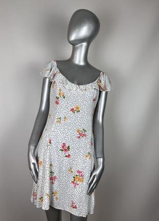 🖤белое платье в горошек new look uk 12