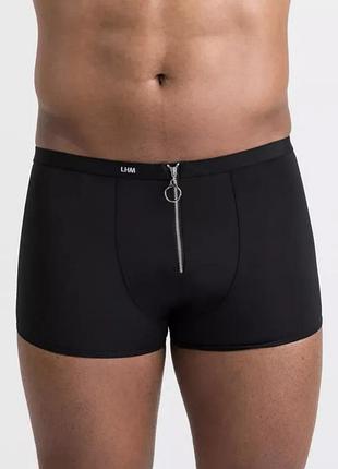 Черные плавки эксклюзивная модель трусы мужские с молнией по фигуре в утяжелительную боксеры