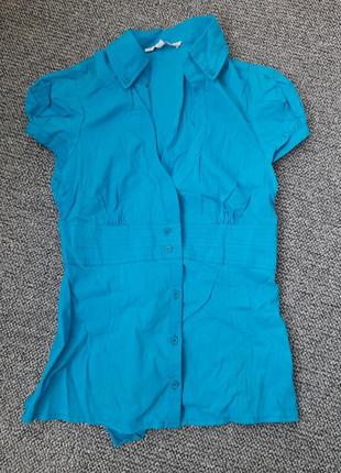 Блуза бирюзовая короткий рукав
