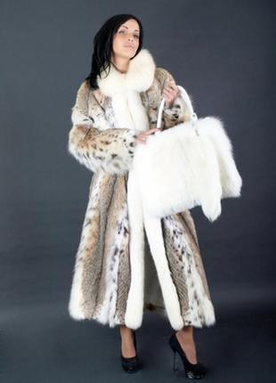 Итальянская шуба из рыси с опушкой