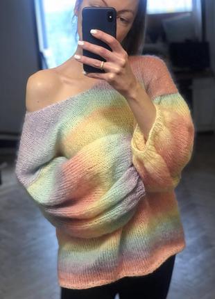 Радужный мохеровый свитер оверсайз5 фото