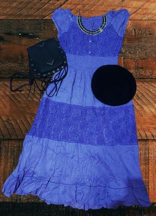 Шикарное платье сиреневого цвета 🫐 натуральная ткань! винтаж! индия, бохо.